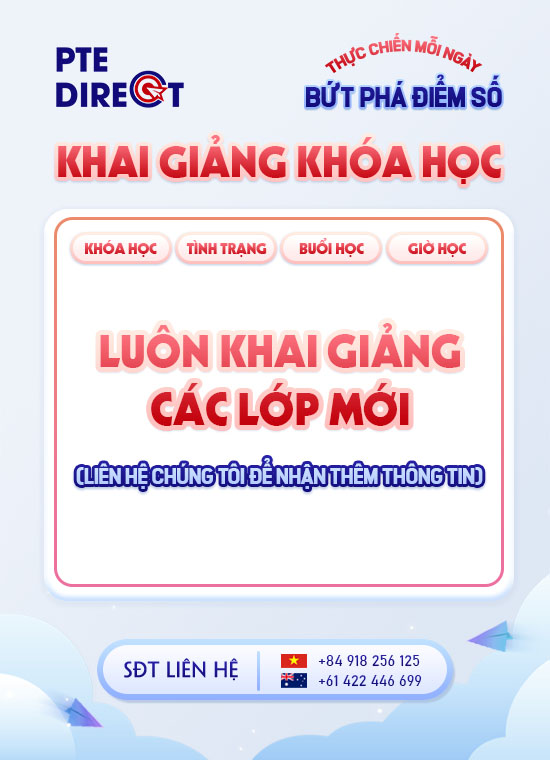 pte direct khai giảng lớp mới